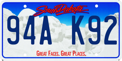 SD license plate 94AK92
