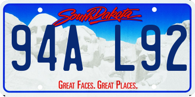 SD license plate 94AL92
