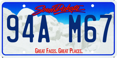 SD license plate 94AM67