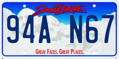 SD license plate 94AN67