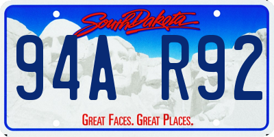 SD license plate 94AR92