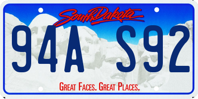 SD license plate 94AS92