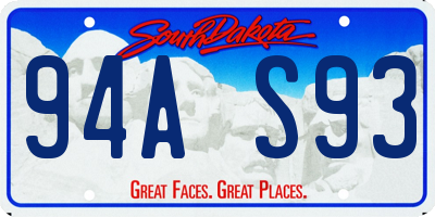 SD license plate 94AS93