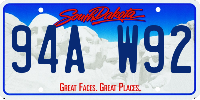 SD license plate 94AW92