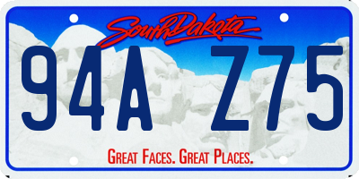 SD license plate 94AZ75