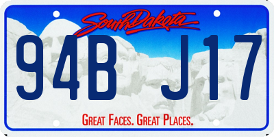 SD license plate 94BJ17