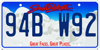 SD license plate 94BW92
