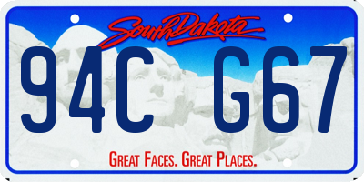 SD license plate 94CG67