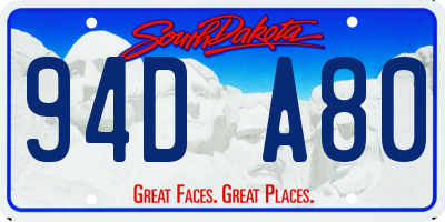 SD license plate 94DA80
