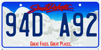 SD license plate 94DA92