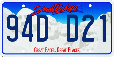 SD license plate 94DD21