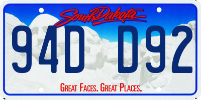 SD license plate 94DD92