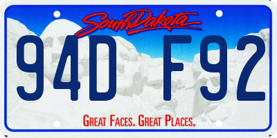 SD license plate 94DF92