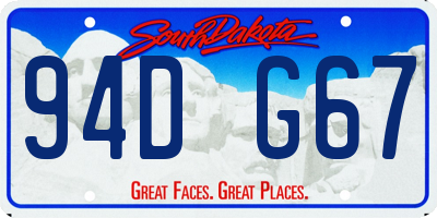 SD license plate 94DG67