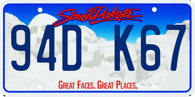 SD license plate 94DK67