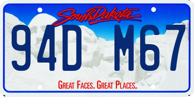 SD license plate 94DM67