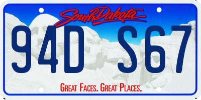 SD license plate 94DS67