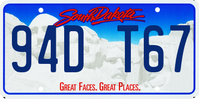 SD license plate 94DT67
