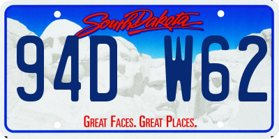 SD license plate 94DW62