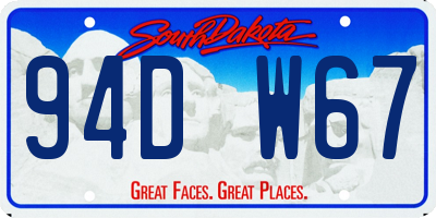 SD license plate 94DW67