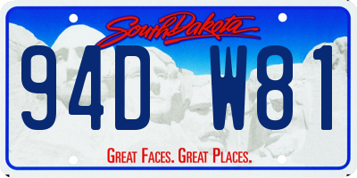 SD license plate 94DW81