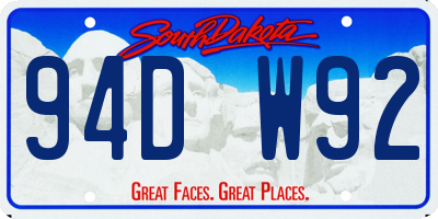 SD license plate 94DW92