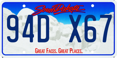 SD license plate 94DX67