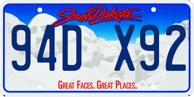 SD license plate 94DX92
