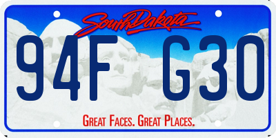 SD license plate 94FG30