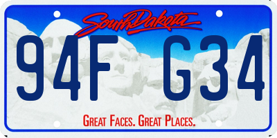 SD license plate 94FG34