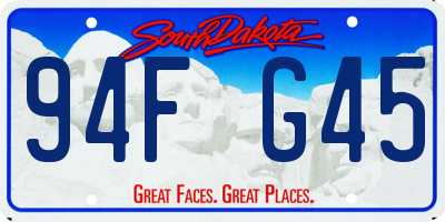 SD license plate 94FG45