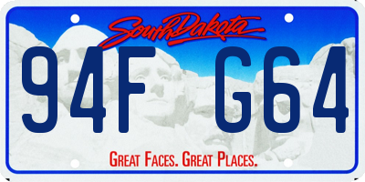 SD license plate 94FG64