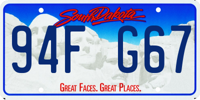 SD license plate 94FG67