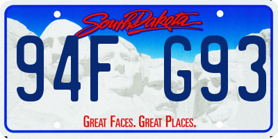 SD license plate 94FG93