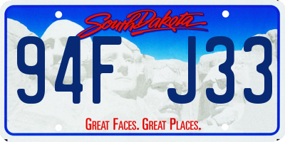 SD license plate 94FJ33