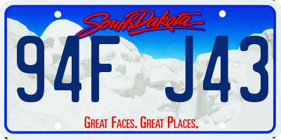 SD license plate 94FJ43