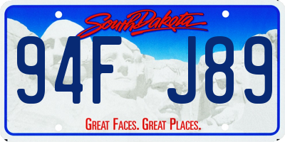 SD license plate 94FJ89