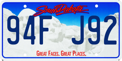 SD license plate 94FJ92