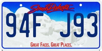 SD license plate 94FJ93