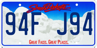 SD license plate 94FJ94