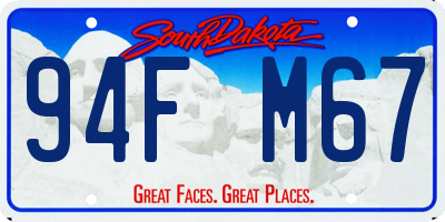 SD license plate 94FM67