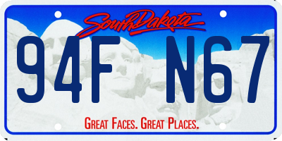 SD license plate 94FN67