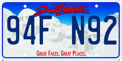 SD license plate 94FN92