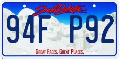 SD license plate 94FP92