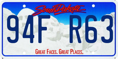 SD license plate 94FR63