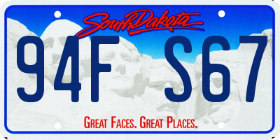 SD license plate 94FS67