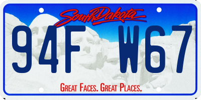 SD license plate 94FW67