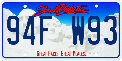 SD license plate 94FW93