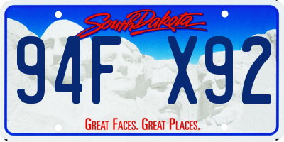 SD license plate 94FX92