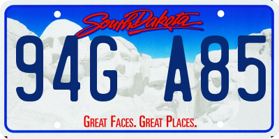 SD license plate 94GA85